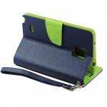 Wholesale Samsung Galaxy Note 4 Diary Flip Leather Wallet Case w Stand and Strap (Blue Green)